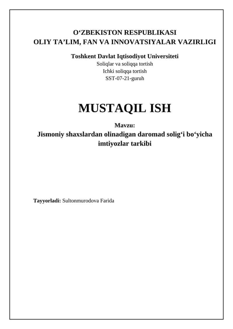 Jismoniy shaxslardan olinadigan daromad solig'i