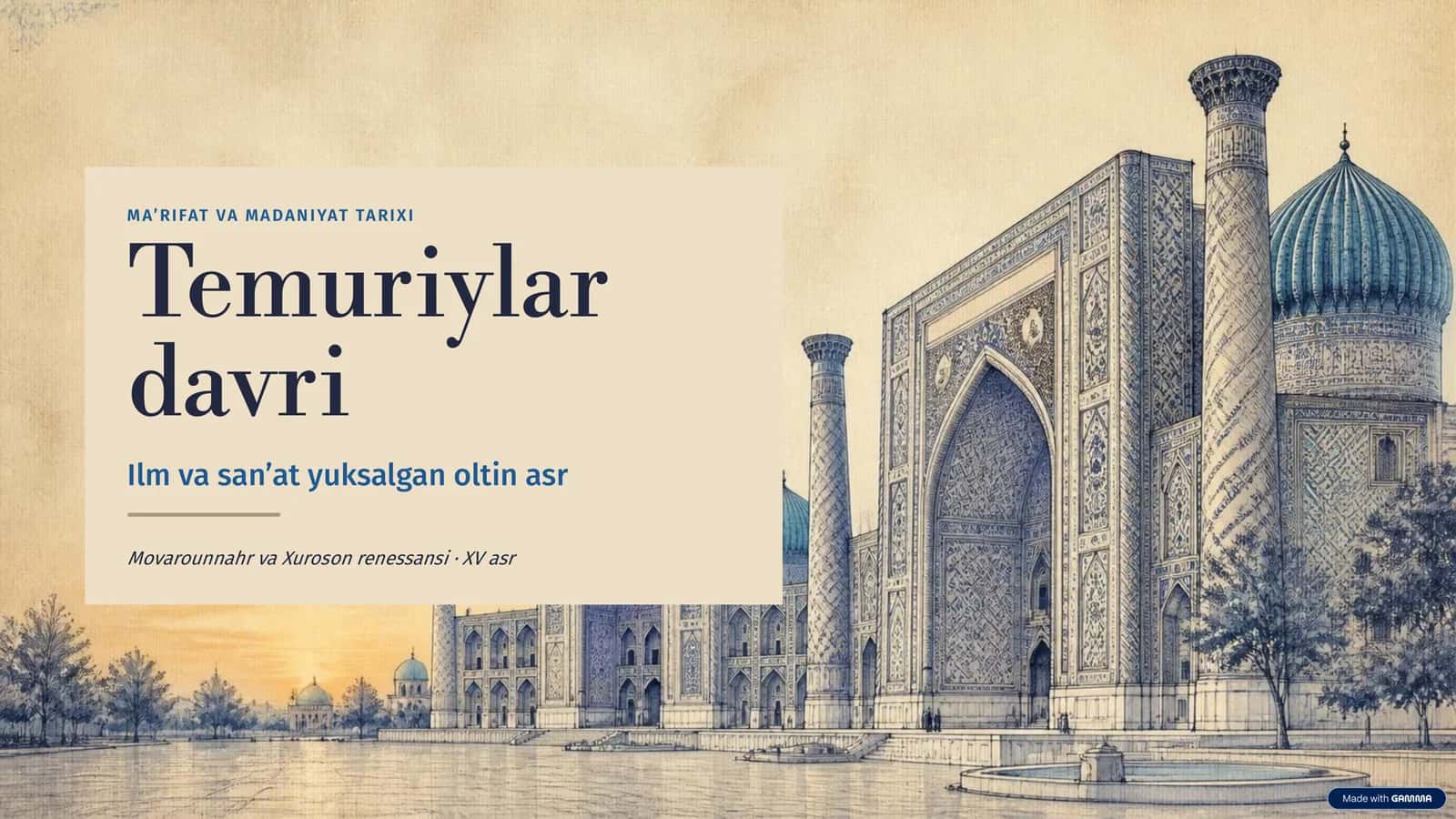 MA'RIFAT VA MADANIYAT TARIXI