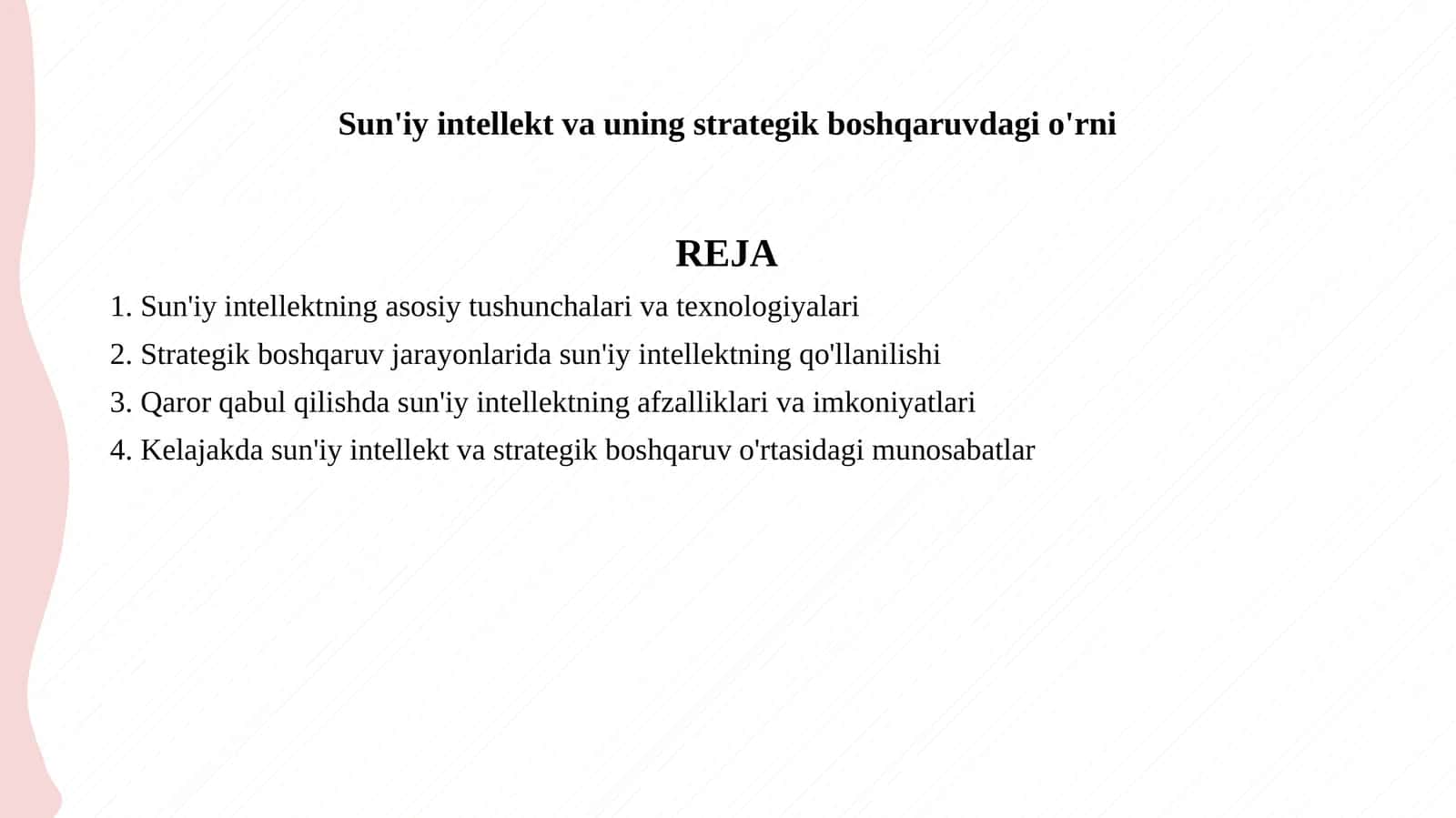 Sun'iy intellekt va uning strategik boshqaruvdagi o'rni