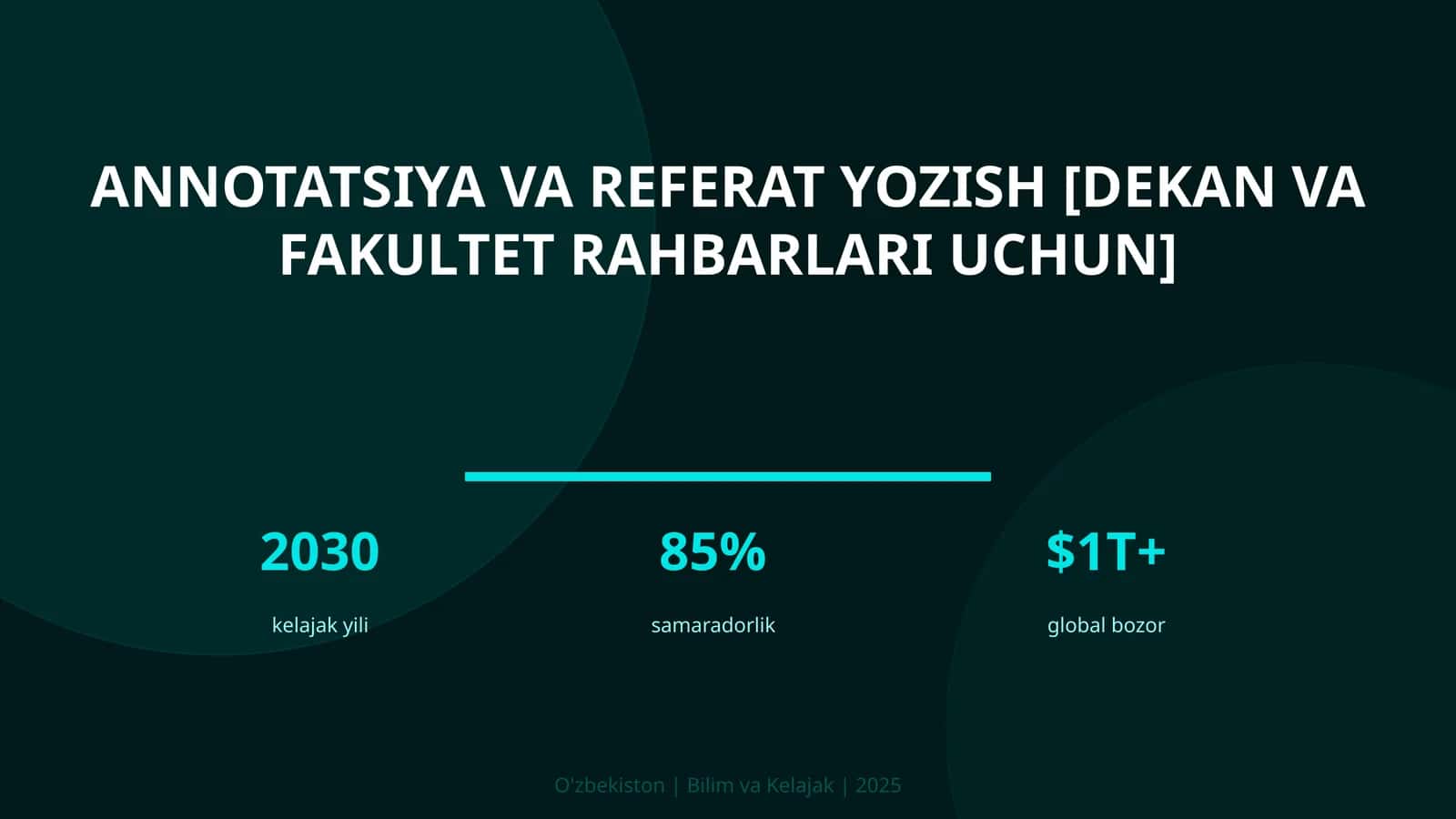 Annotatsiya va referat yozish [dekan va fakultet rahbarlari uchun]