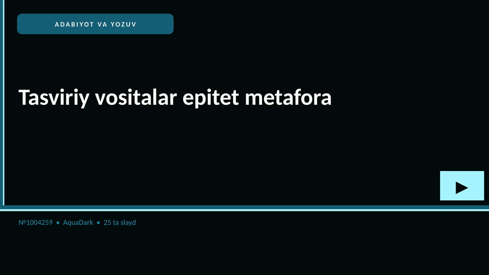 ADABIYOT VA YOZUV Tasviriy vositalar epitet metafora