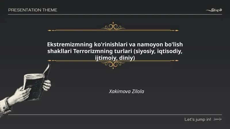 Ekstremizmning ko'rinishlari va namoyon bo'lish shakllari Terrorizmning turlari