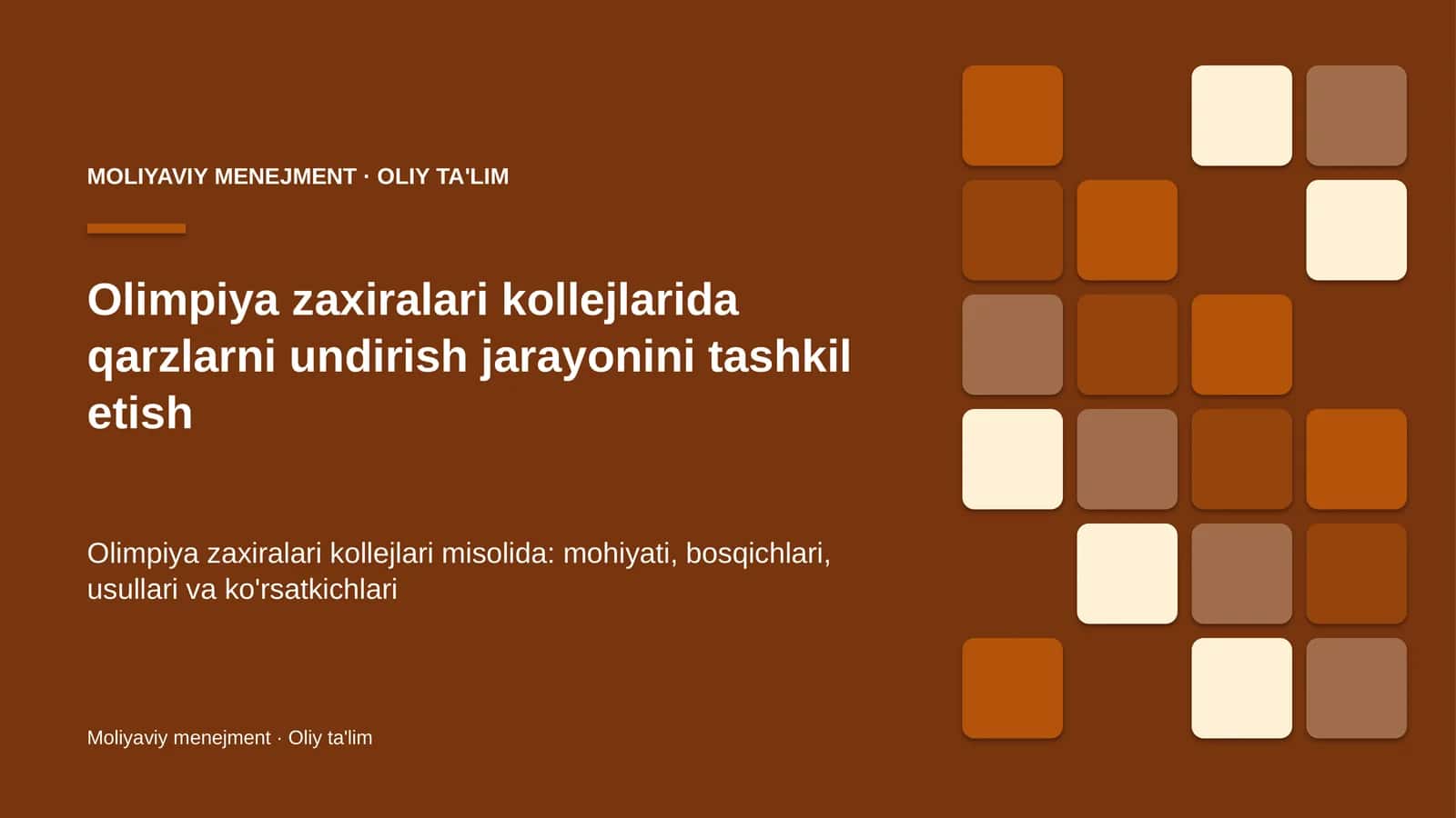 olimpiya zaxiralari kollejlarida qarzlarni undirish jarayonini tashkil etish 1858