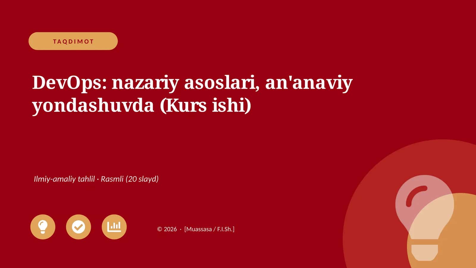 DevOps: nazariy asoslari, an'anaviy yondashuvda (Kurs ishi)