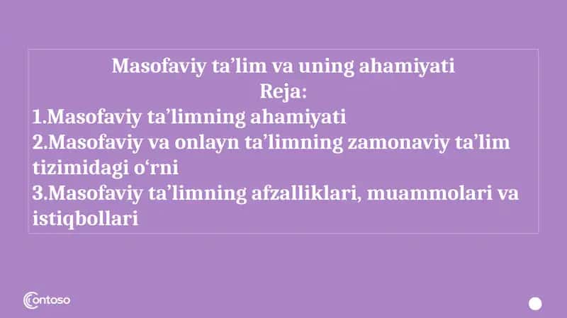 Masofaviy ta’lim va uning ahamiyati