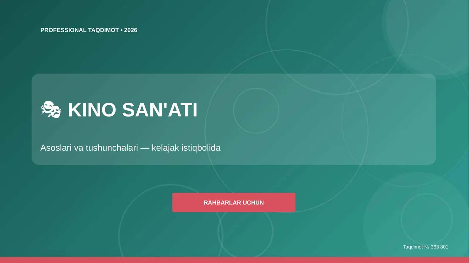 Kino san'ati: asoslari va tushunchalari