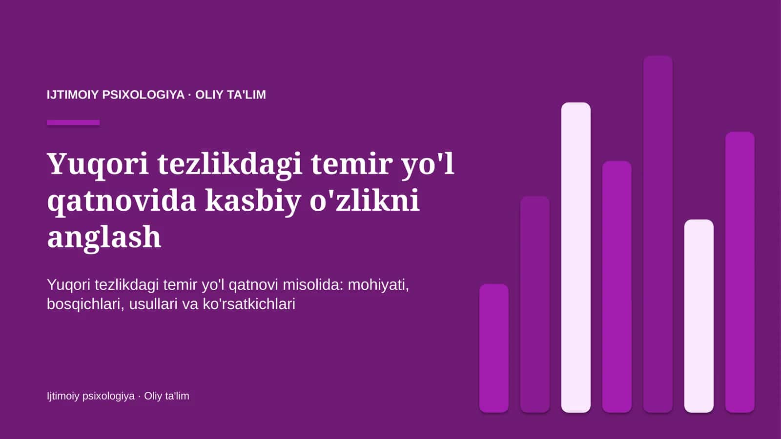 Yuqori tezlikdagi temir yo'l qatnovida kasbiy o'zlikni anglash