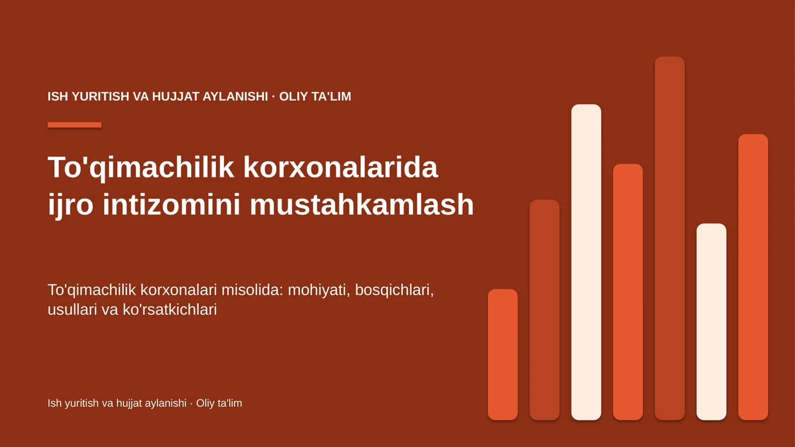 To'qimachilik korxonalarida ijro intizomini mustahkamlash