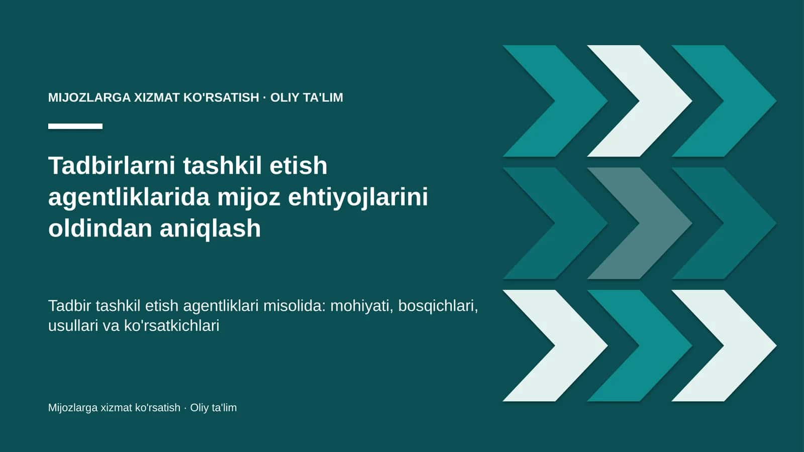 Tadbirlarni tashkil etish agentliklarida mijoz ehtiyojlarini oldindan aniqlash