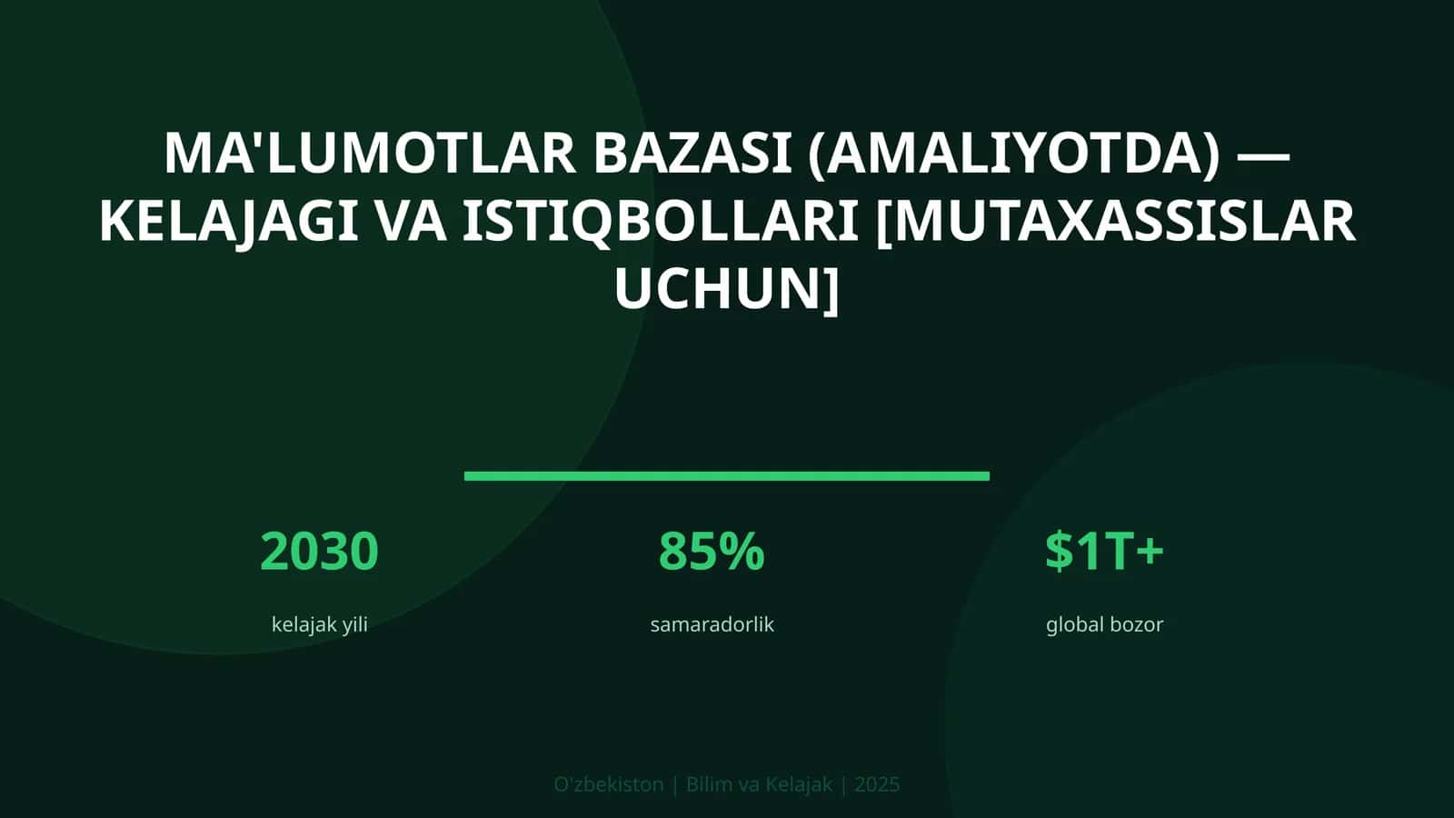 Ma'lumotlar bazasi (amaliyotda) — kelajagi va istiqbollari [mutaxassislar uchun]