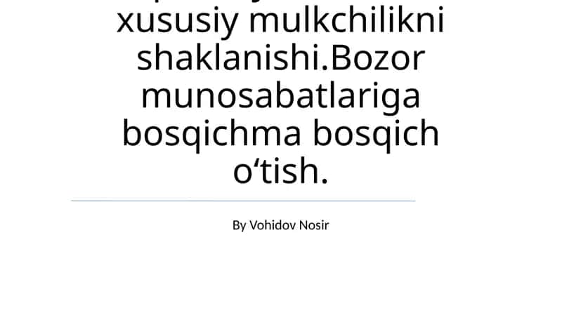 Iqtisodiy Islohotlar