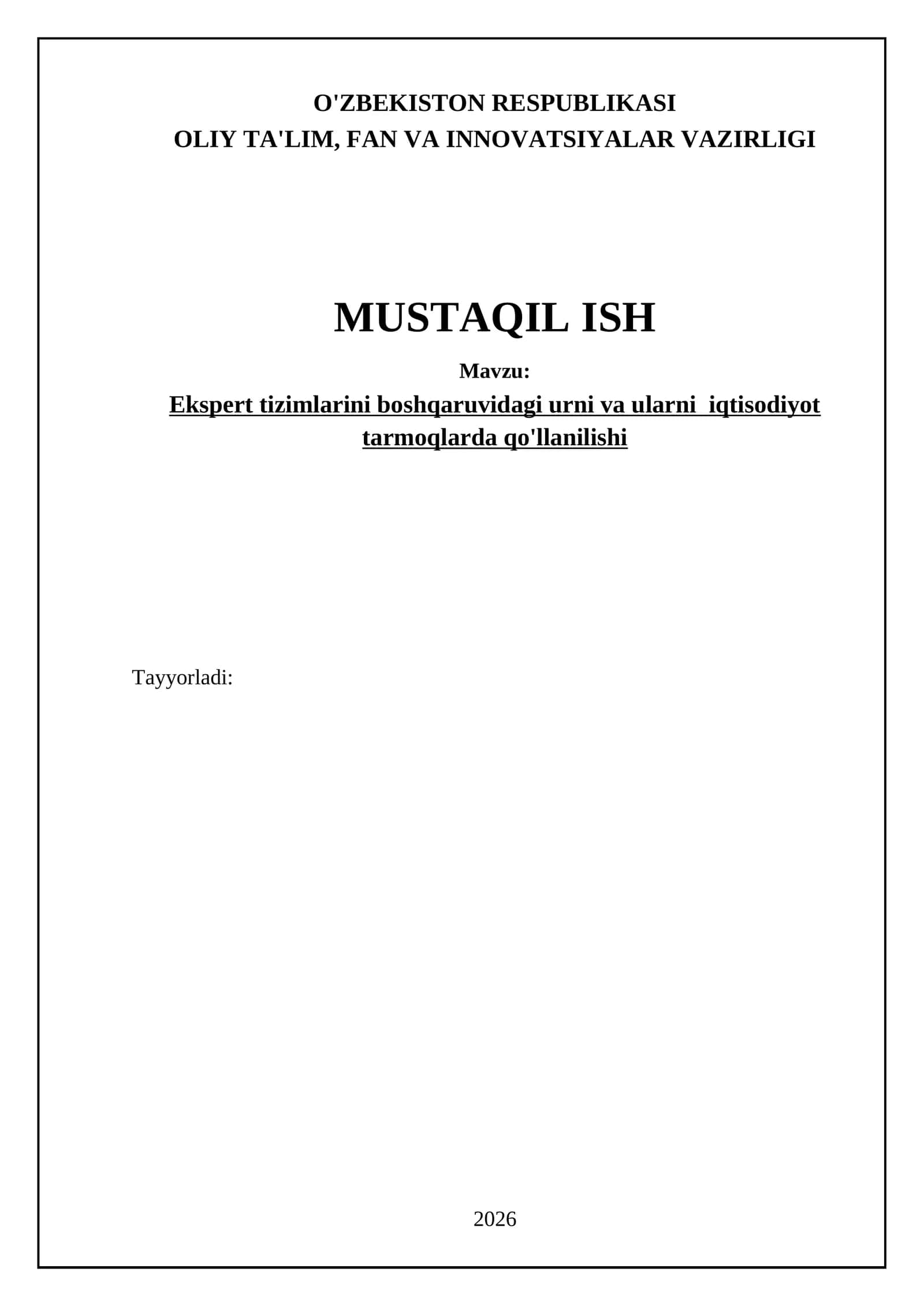 Ekspert tizimlarining iqtisodiy samaradorligi va rivojlanish istiqbollari