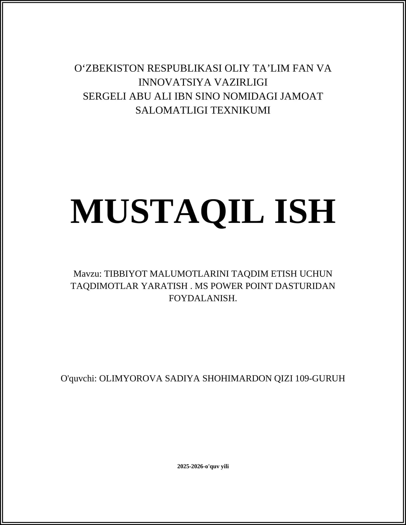 Taqdimot mazmunini rejalashtirish va maqsadni belgilash