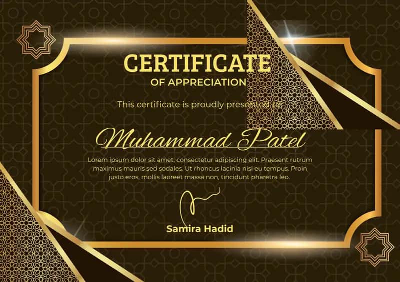 Certificate of Appreciation
