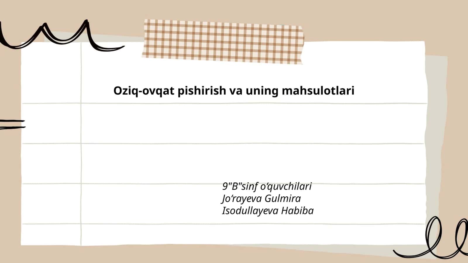 Oziq-ovqat pishirish va uning mahsulotlari