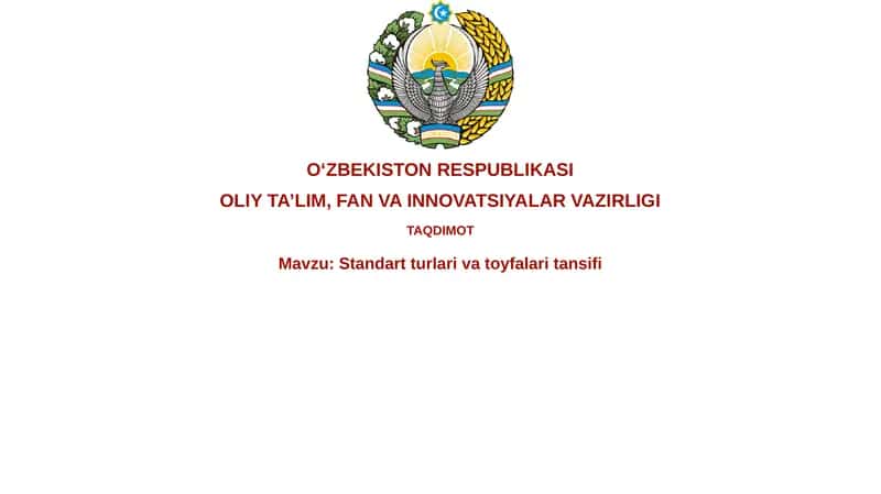 Standart turlar va toifalarning ta'rifi