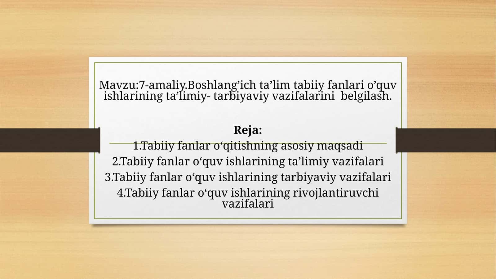 Tabiiy fanlar o‘qitish