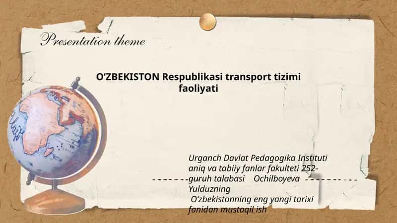 Oʻzbekistonning eng yangi tarixi fanidan mustaqil ish