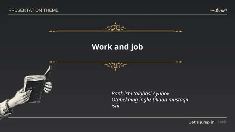 Bank ishi talabasi Ayubov Otabekning ingliz tilidan mustaqil ishi