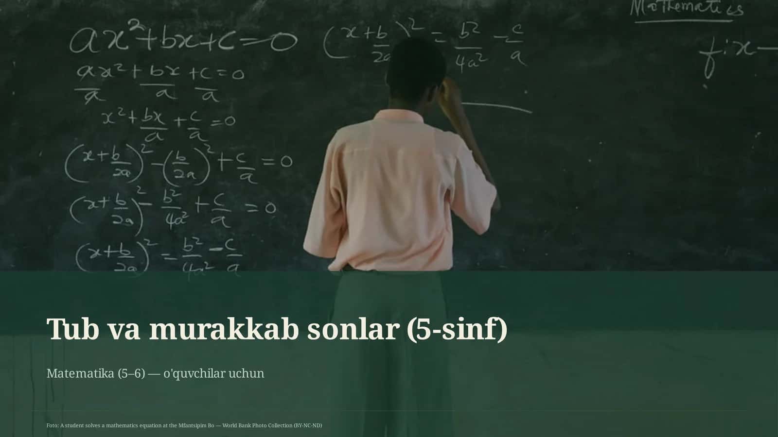 Tub va murakkab sonlar (5-sinf) Matematika (5–6) — o'quvchilar uchun