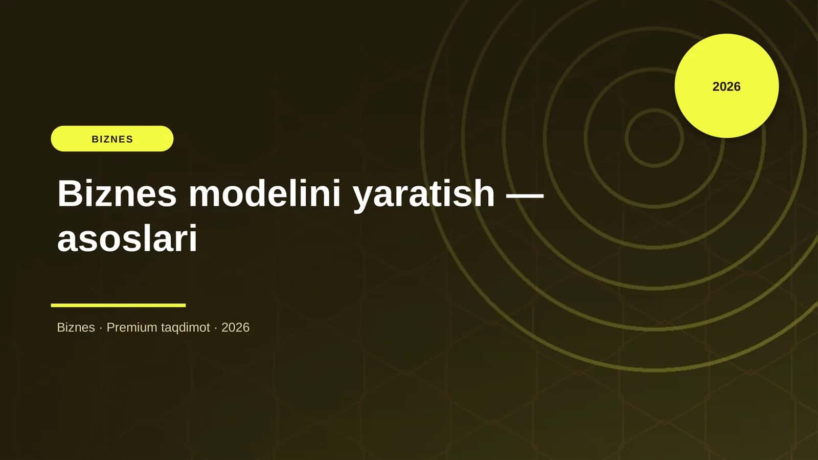 Biznes modelini yaratish — asoslari