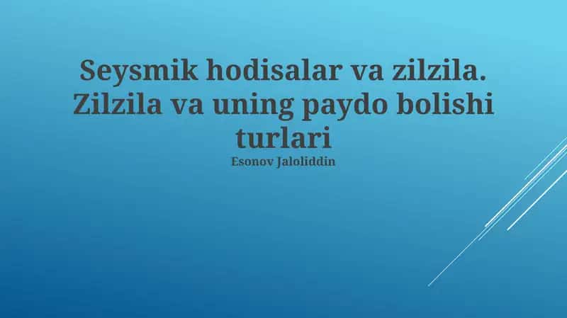 Yer silkinishlari va zilzilalar
