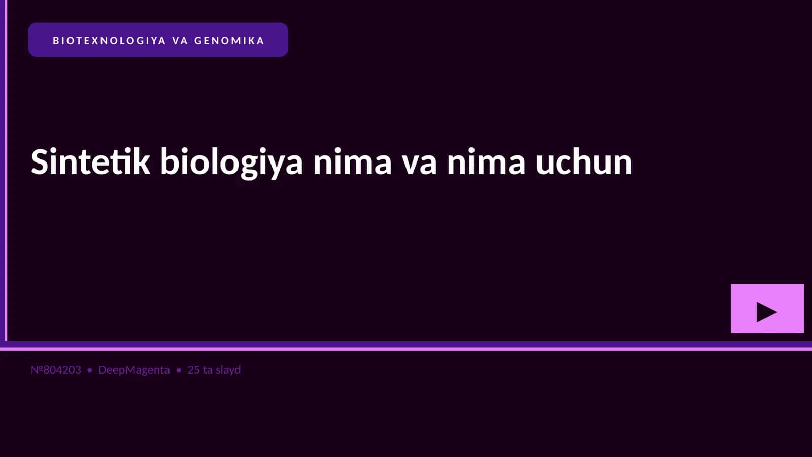 BIOTEXNOLOGIYA VA GENOMIKA