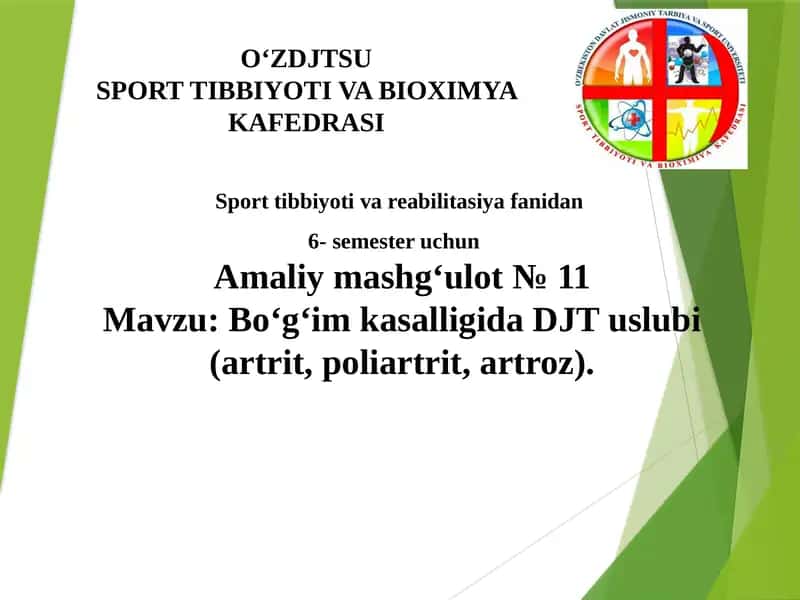 O‘zDJT SUSport tibbiyotiva bioximya kafedrasi