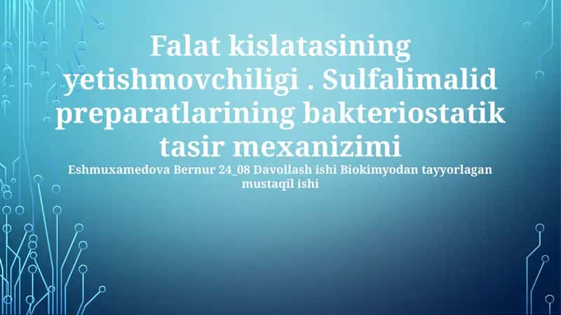 Folat yetishmovchiligi va sulfanilamidlar