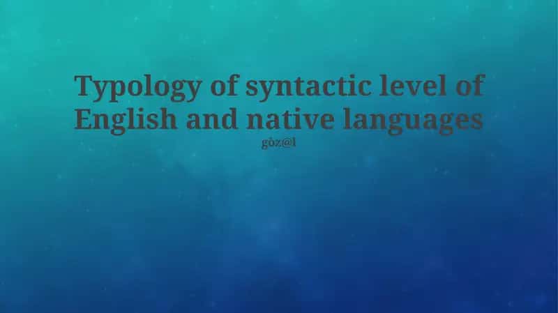 Introduction to Syntactic Typology: Core Concepts and Parameters