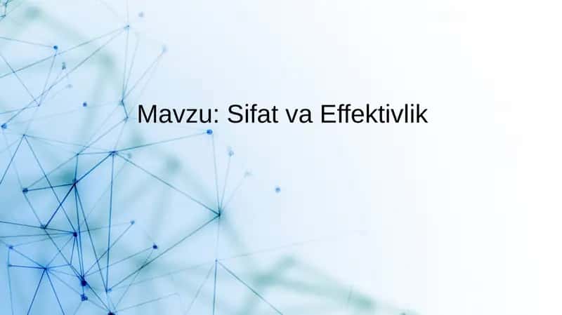 Sifat va Effektivlik