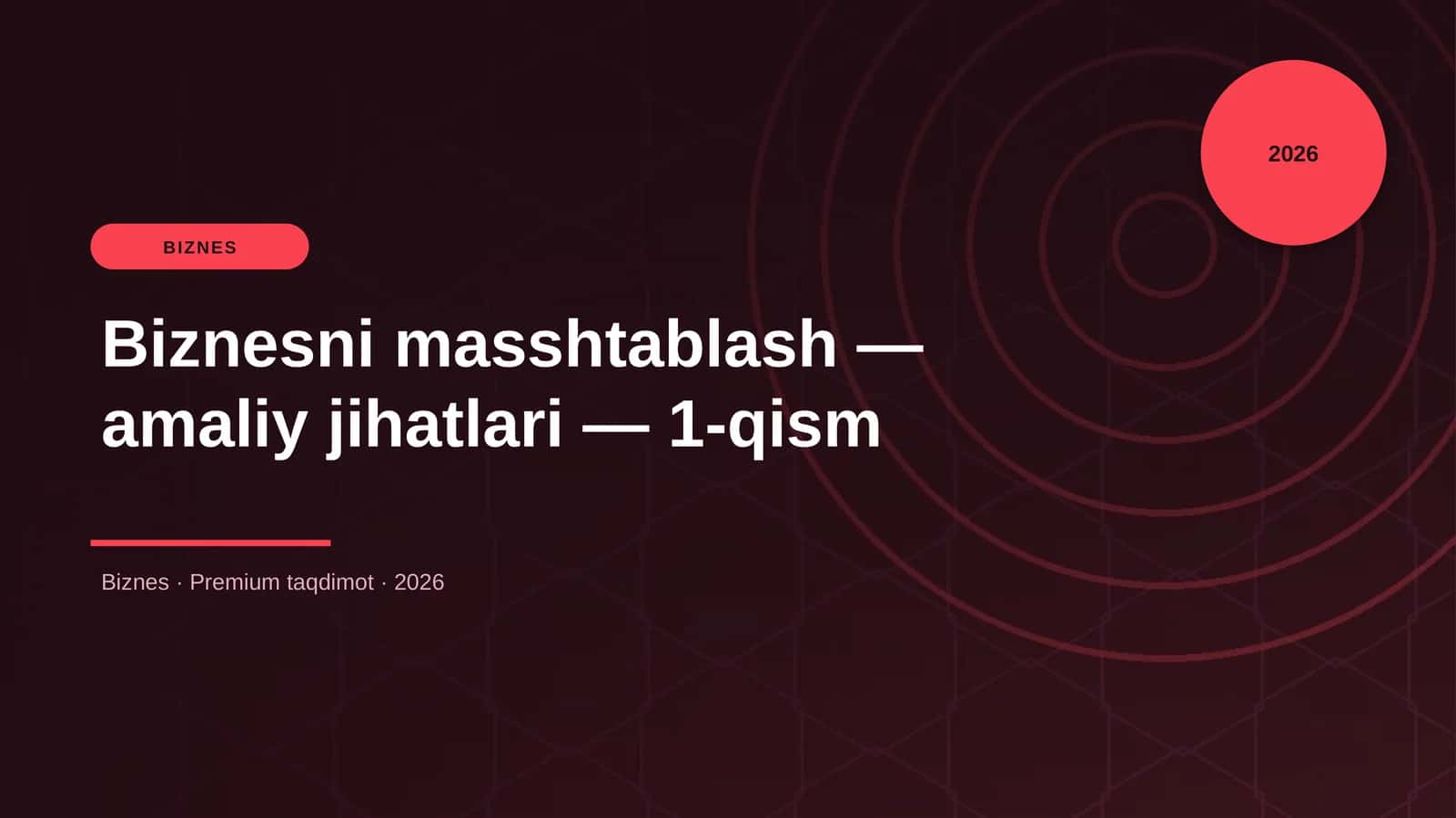 Biznesni masshtablash — amaliy jihatlari — 1-qism