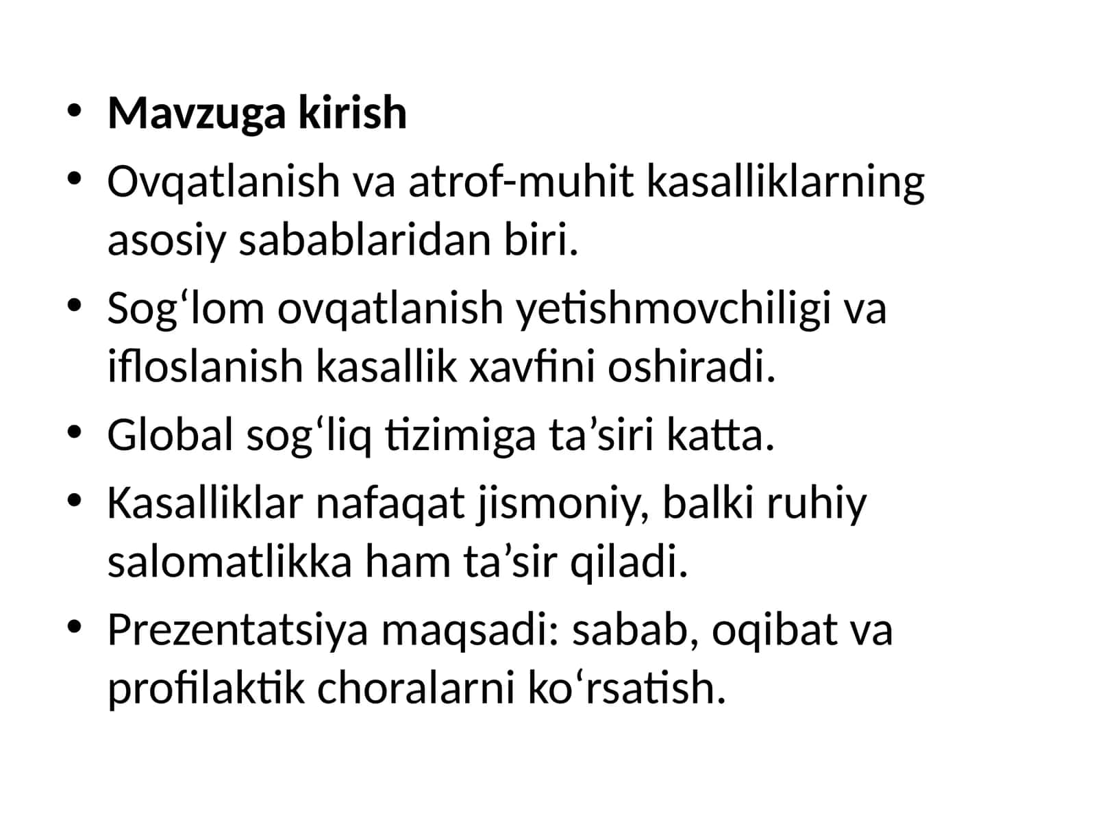 Mavzuga kirish