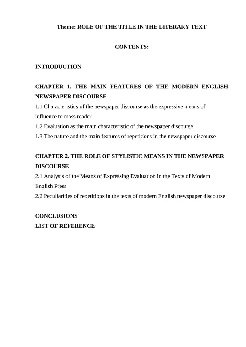 ROLE OF THE TITLE IN THE LITERARY TEXT