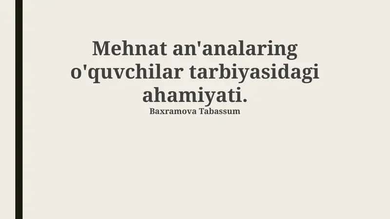 Mehnat Tarbiyasi