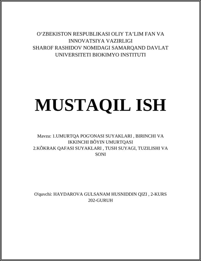 UMURTQA POG'ONASI SUYAKLARI, BIRINCHI VA IKKINCHI BÕYIN UMURTQASI