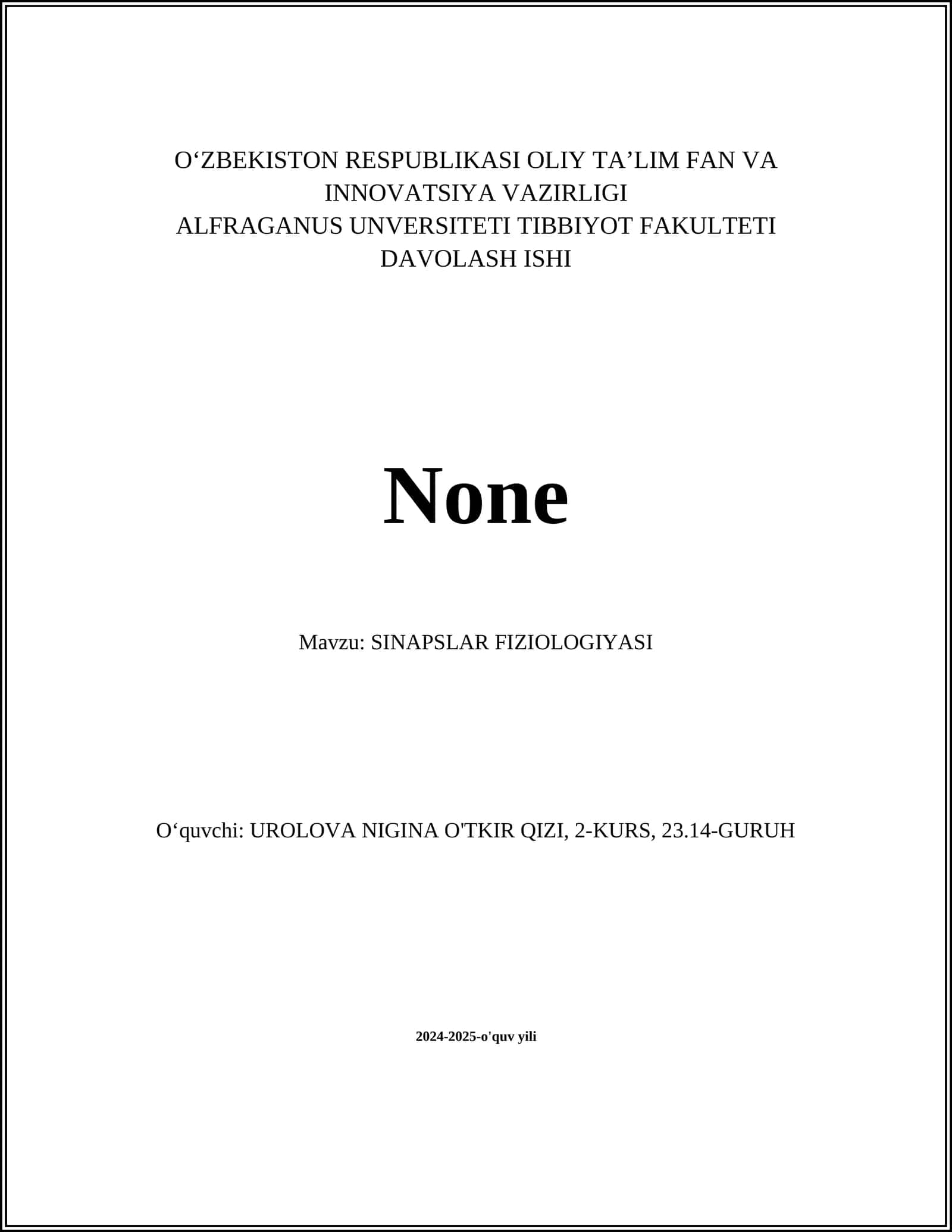 SINAPSLAR FIZIOLOGIYASI