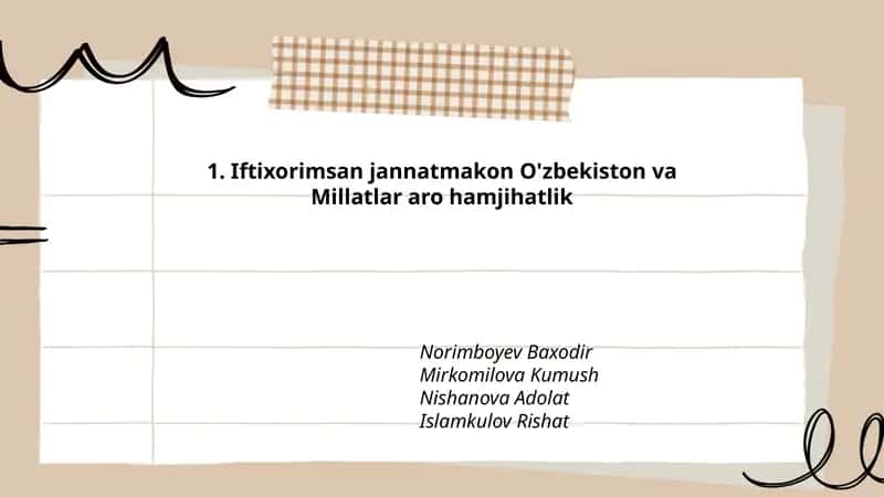 O'zbekistonning millatlararo totuvlik siyosati tarixi va rivoji