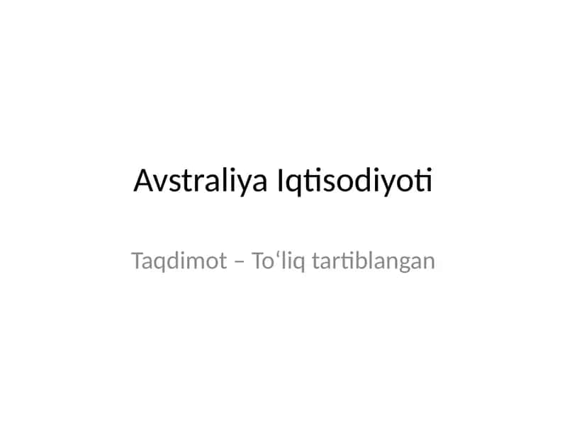 Avstraliya Iqtisodiyoti