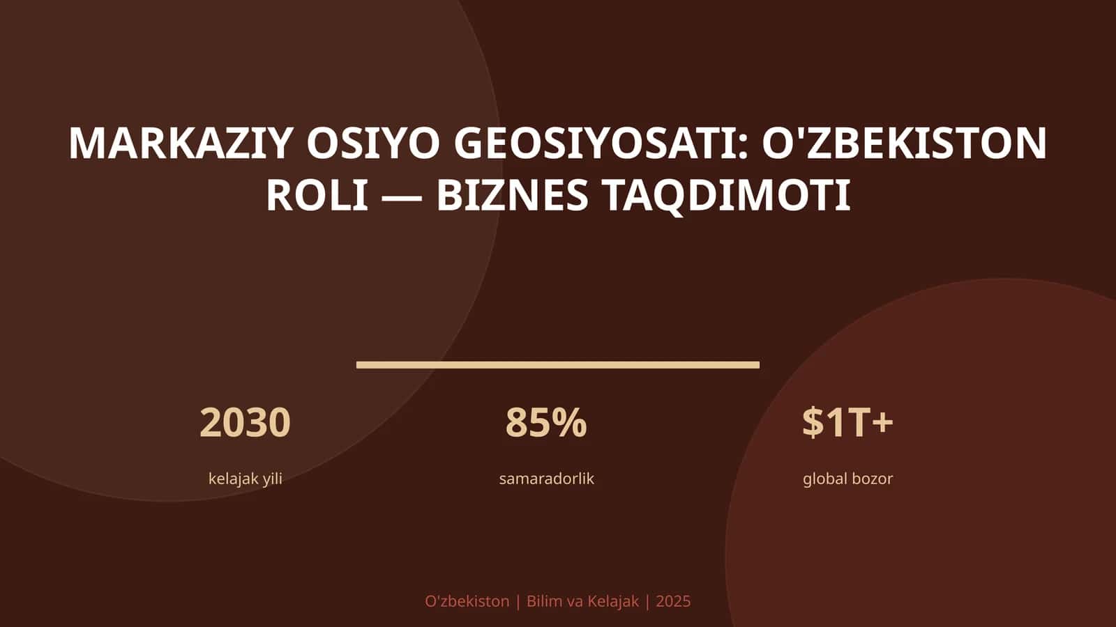 Markaziy Osiyo geosiyosati: O'zbekiston roli — biznes taqdimoti