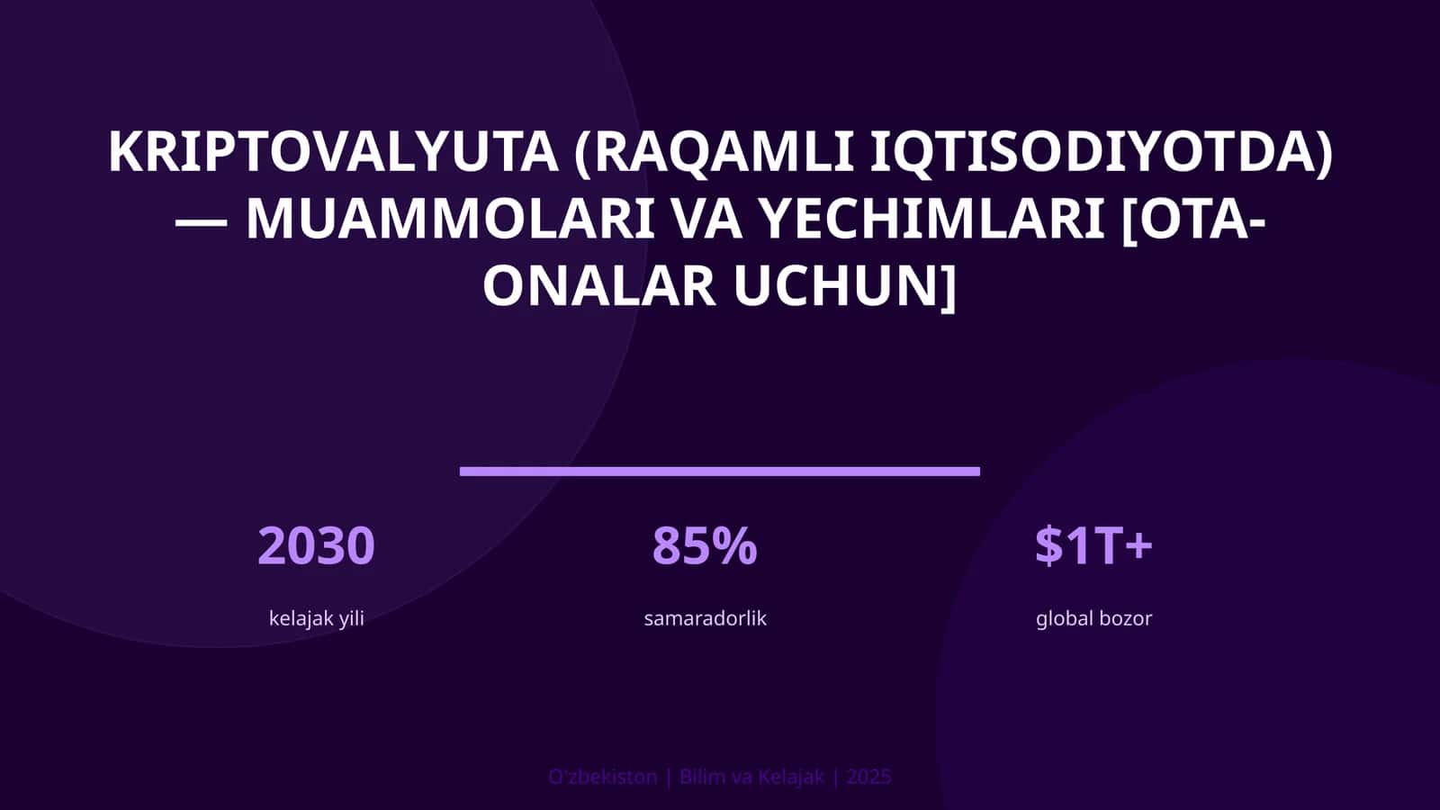 KRIPTOVALYUTA (RAQAMLI IQTISODIYOTDA) — MUAMMOLARI VA YECHIMLARI [OTA-ONALAR UCHUN]