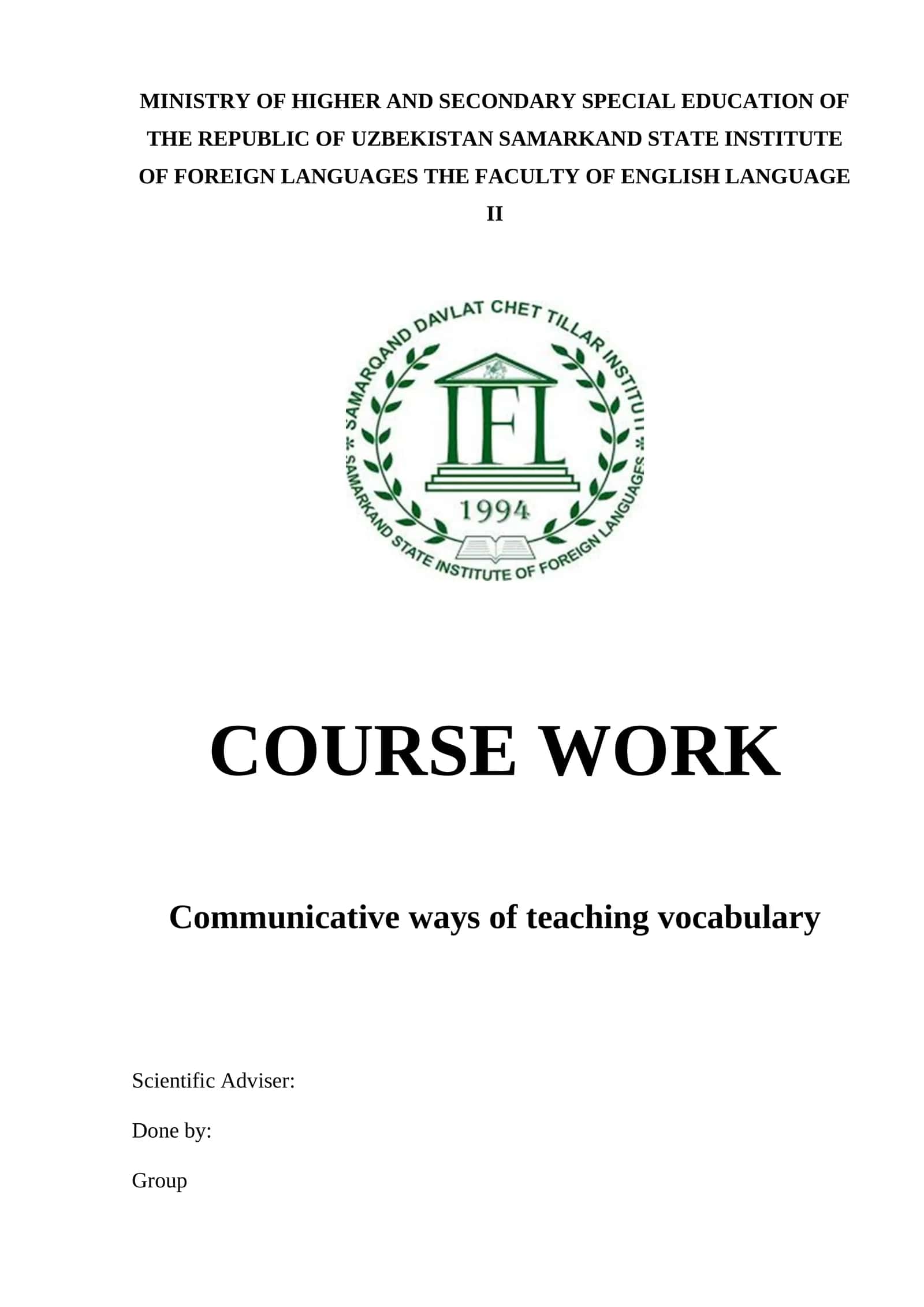 Communicative ways of teaching vocabulary