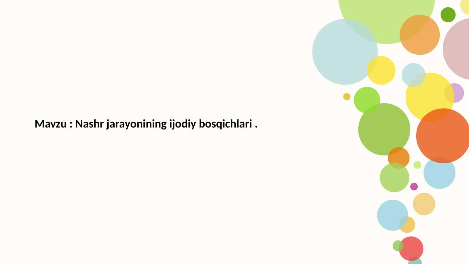 Nashr jarayonining ijodiy bosqichlari