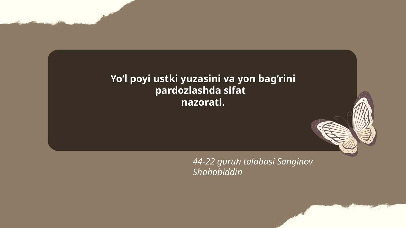 Yo‘l poyi ustki yuzasini va yon bag‘rini pardozlashda sifat nazorati