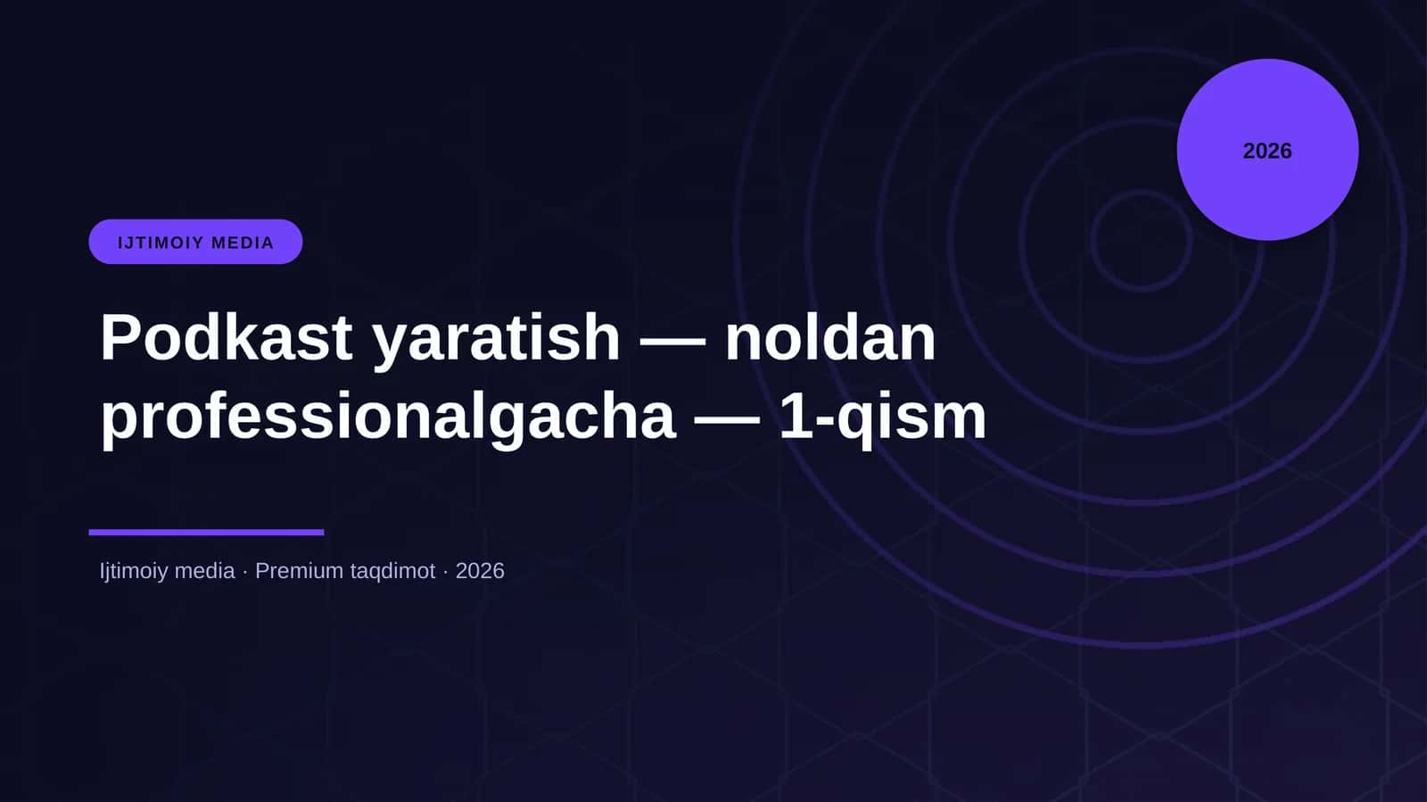 Podkast yaratish — noldan professionalgacha — 1-qism