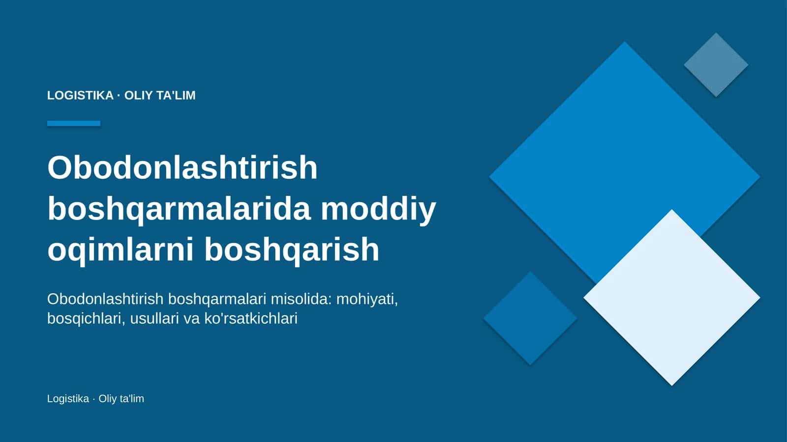obodonlashtirish boshqarmalarida moddiy oqimlarni boshqarish 7982