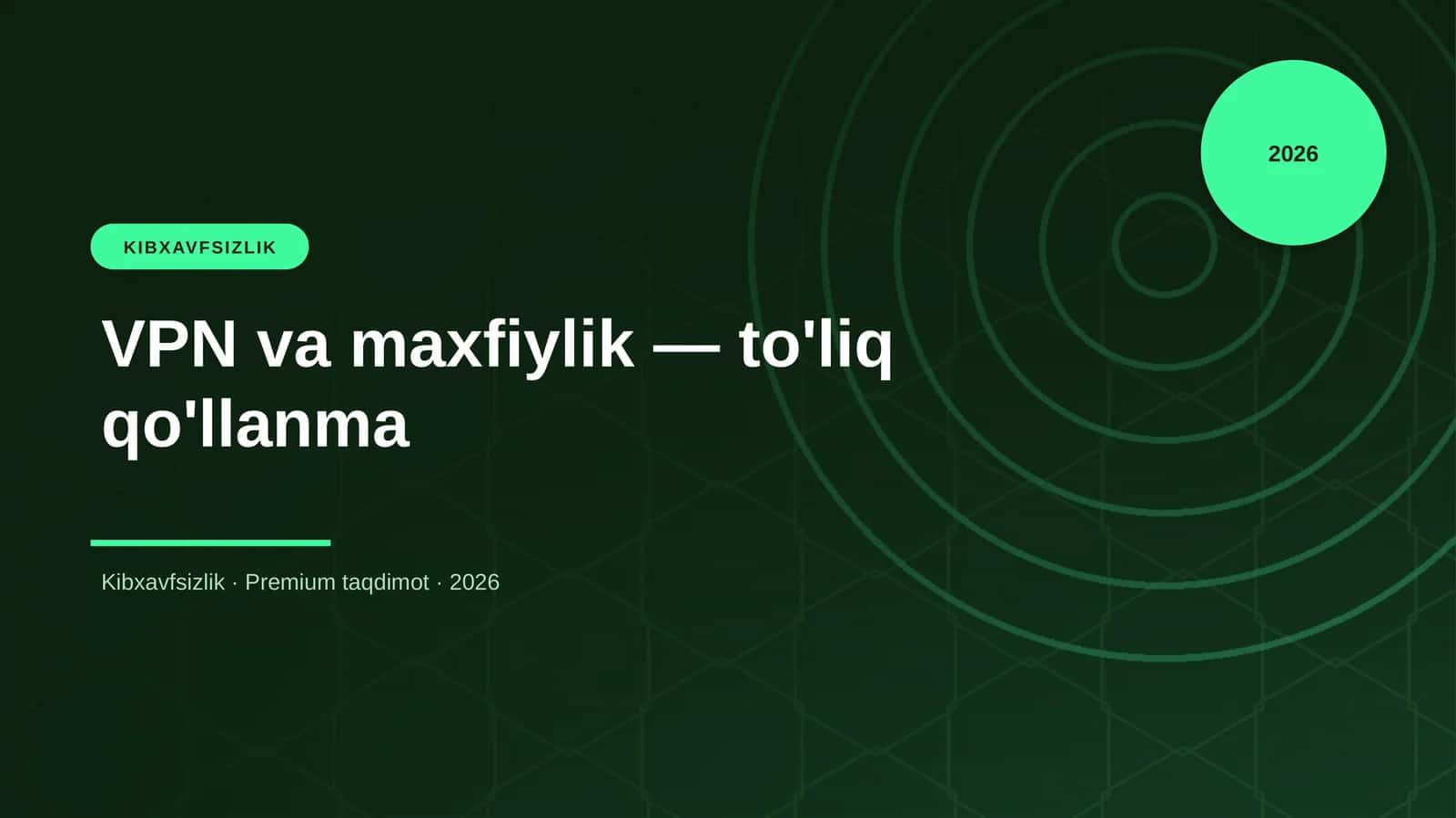 VPN va maxfiylik — to'liq qo'llanma
