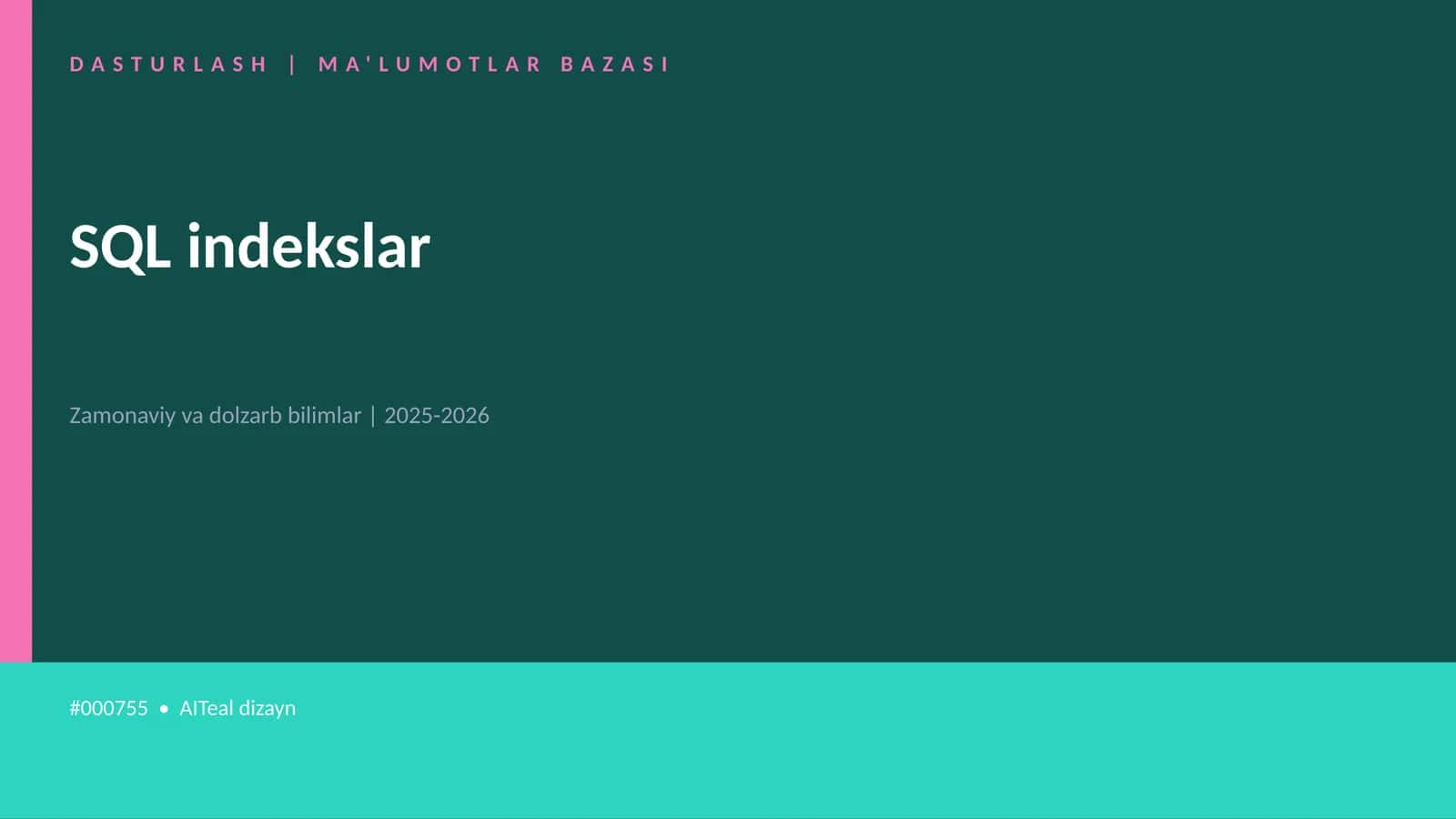 SQL indekslar