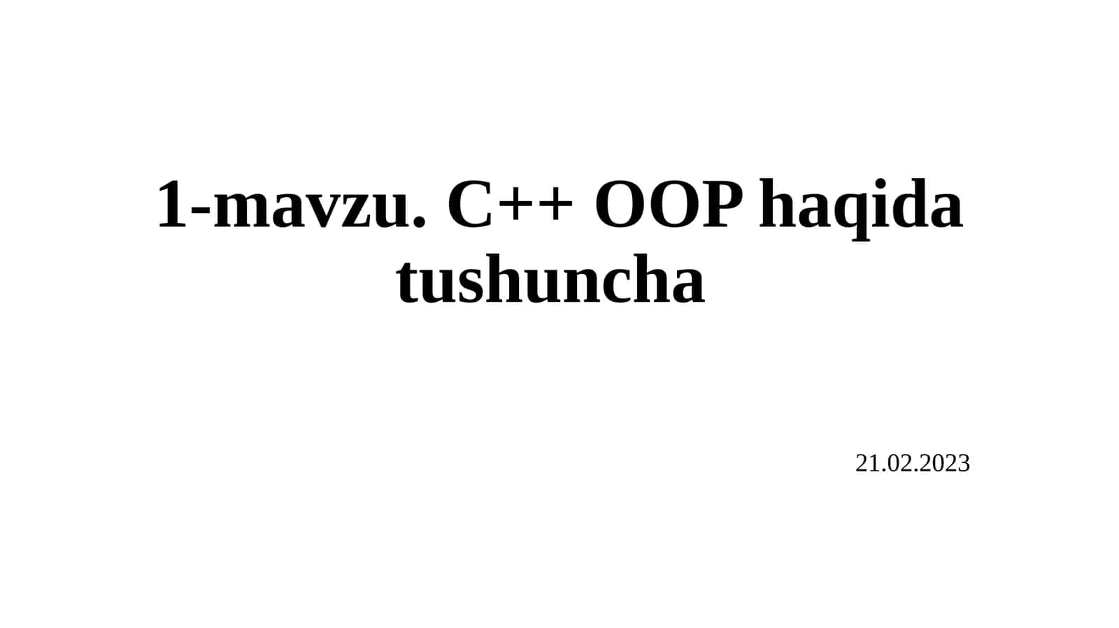 C++ OOP haqida tushuncha