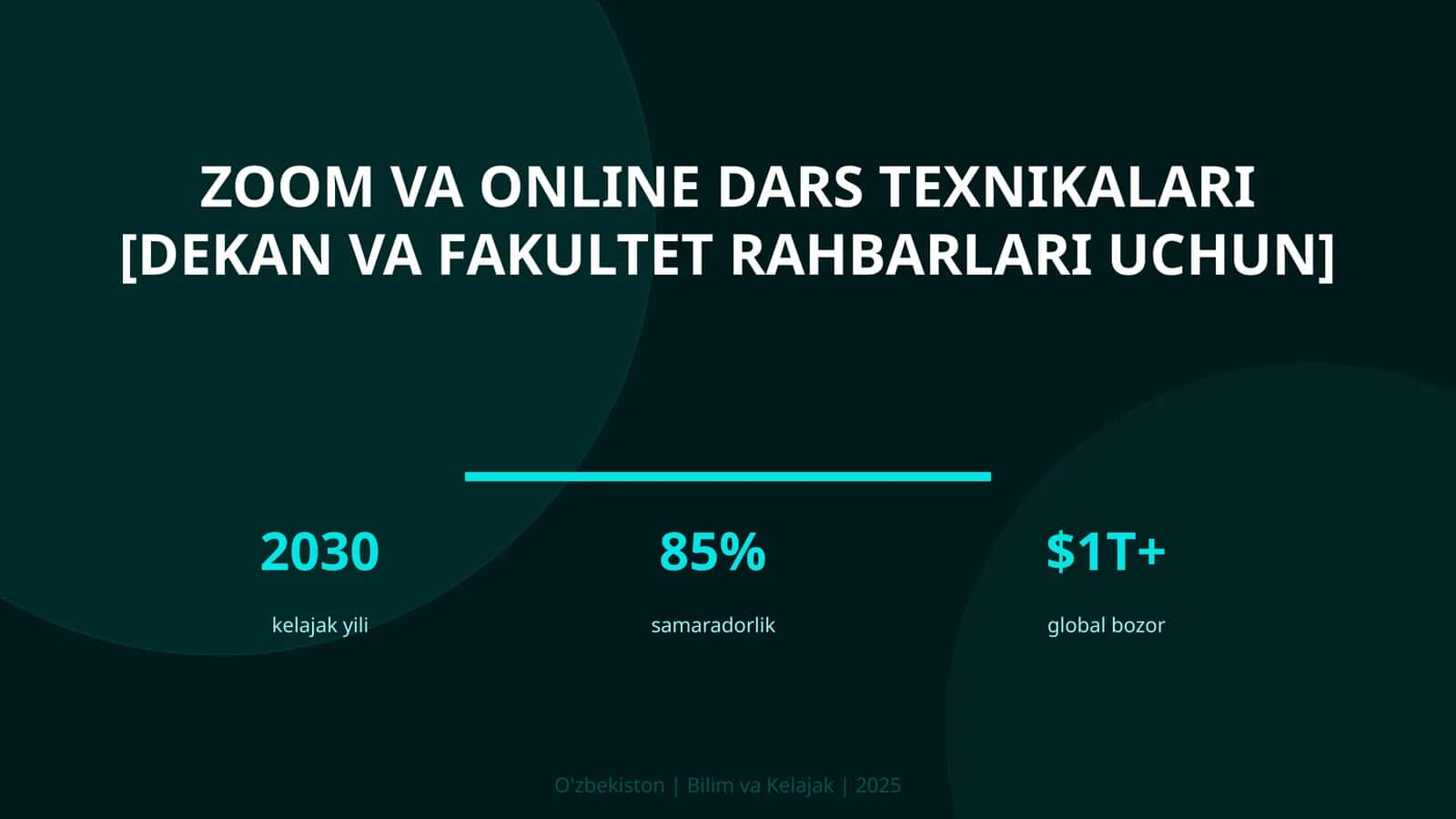 Zoom va online dars texnikalari [dekan va fakultet rahbarlari uchun]